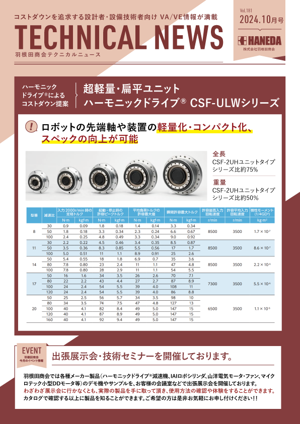 テクニカルニュース　181号　2024年10月｜新規 ロボット・自動機システム 開発.com